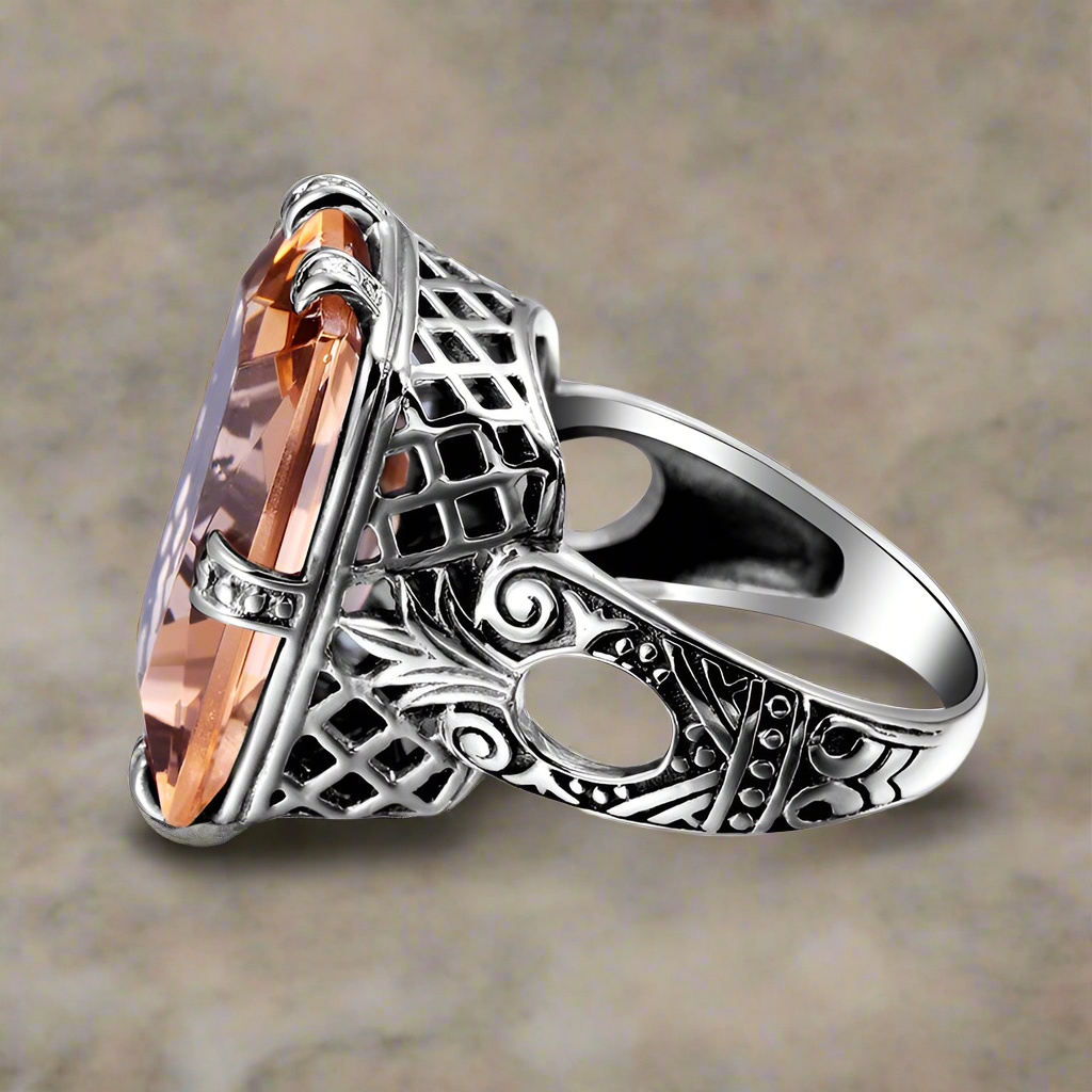 Square Cut Silver Bridal Ring