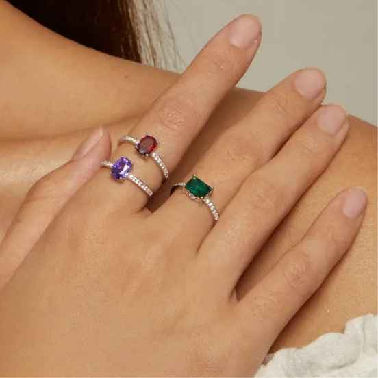 Tanzanite Pave Silver Cocktail Ring