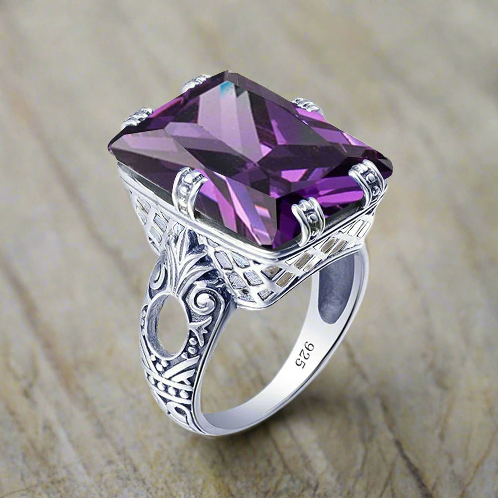 Square Cut Silver Bridal Ring