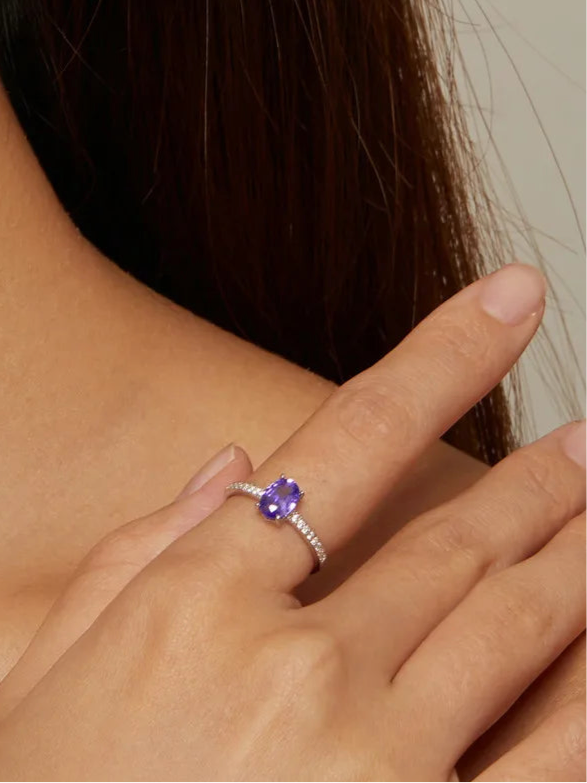 Tanzanite Pave Silver Cocktail Ring