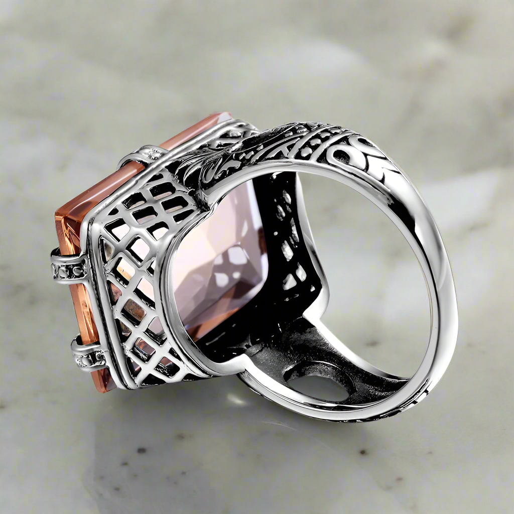 Square Cut Silver Bridal Ring