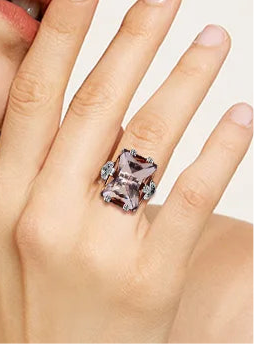 Square Cut Silver Bridal Ring