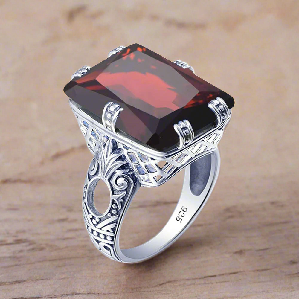 Square Cut Silver Bridal Ring