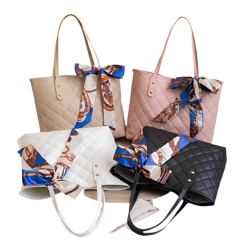 Large Pillow Print Tote with Scarf