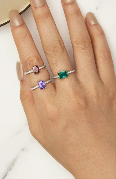 Tanzanite Pave Silver Cocktail Ring