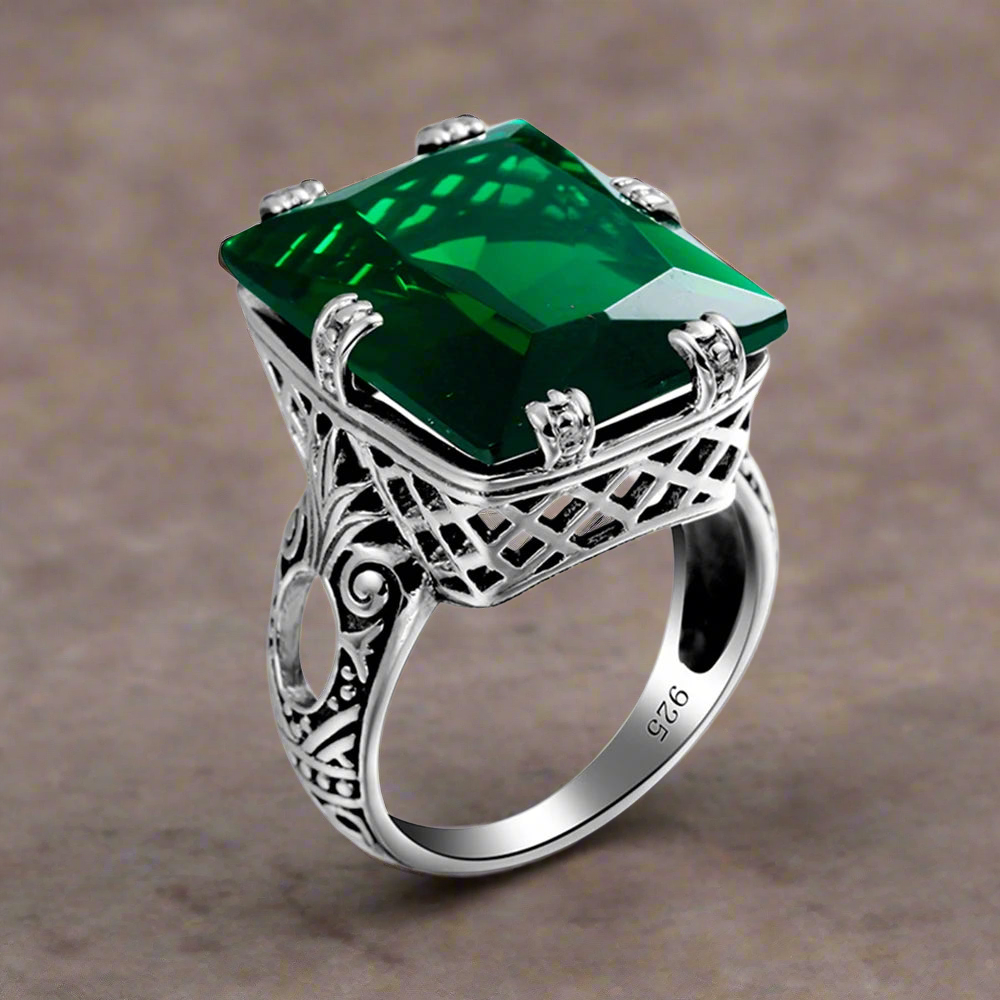 Square Cut Silver Bridal Ring