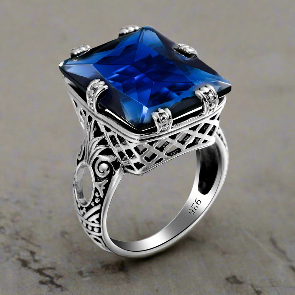 Square Cut Silver Bridal Ring