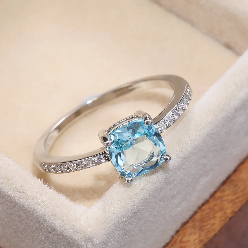 Square Cut Blue Series Cocktail Rings
