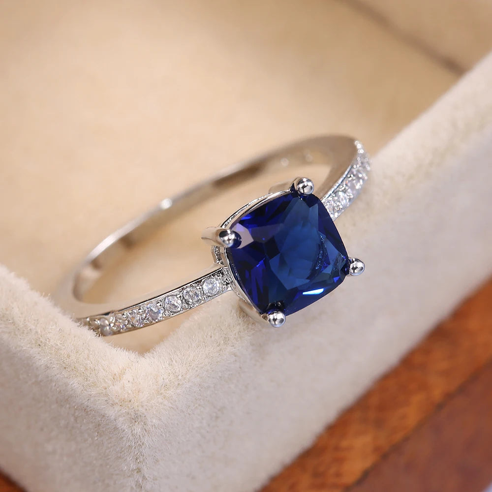 Square Cut Blue Series Cocktail Rings