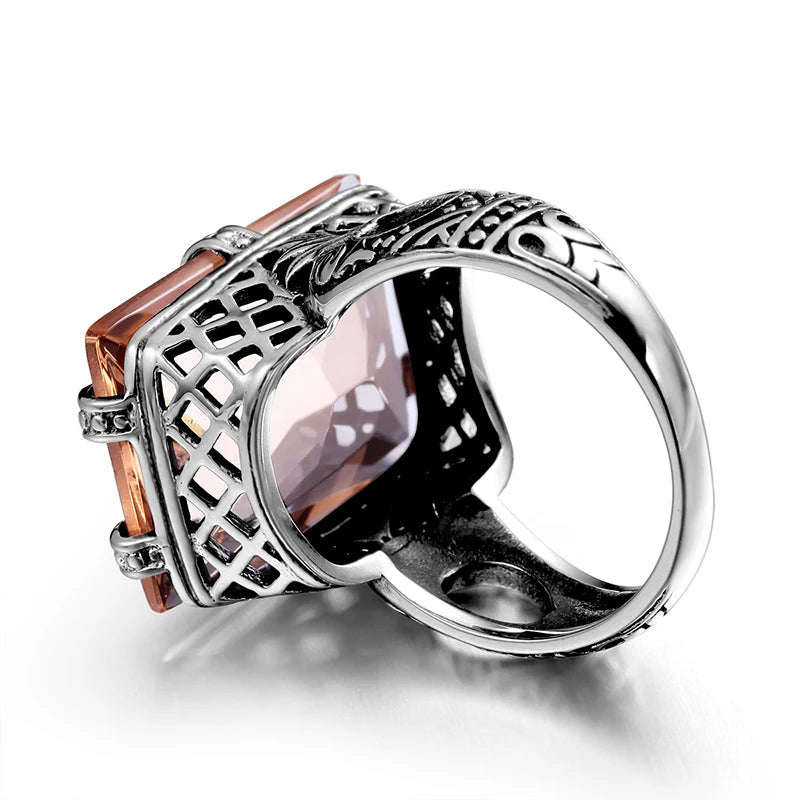 Square Cut Silver Bridal Ring