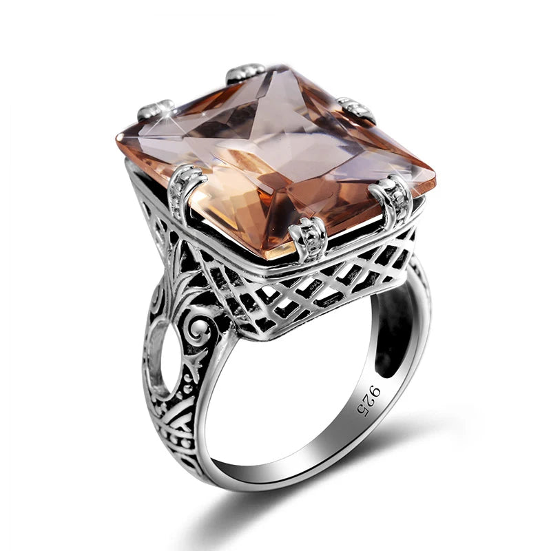 Square Cut Silver Bridal Ring