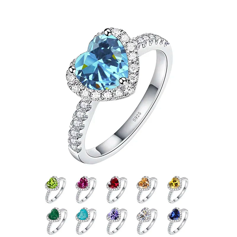 Silver CZ Pave Heart Shaped Ring