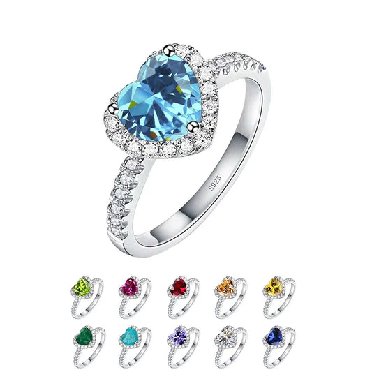 Silver CZ Pave Heart Shaped Ring