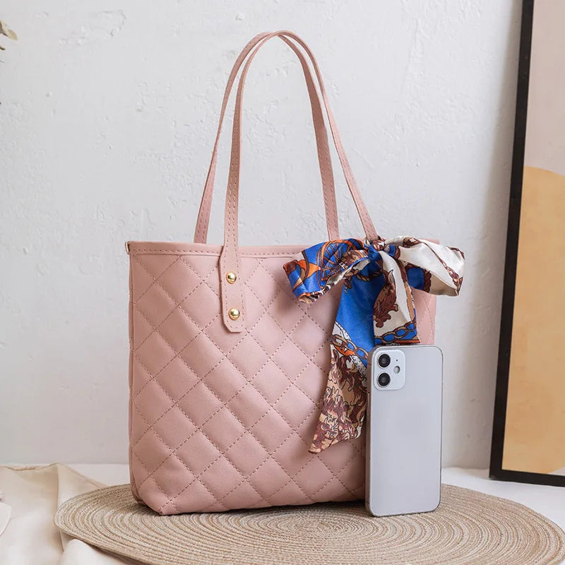 Large Pillow Print Tote with Scarf